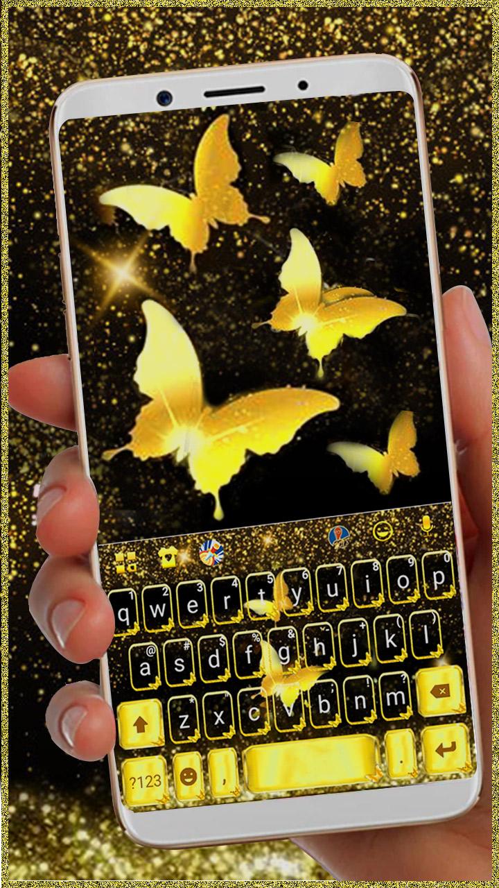 اسکرین شات 1 برنامه Golden Butterfly Keyboard Them