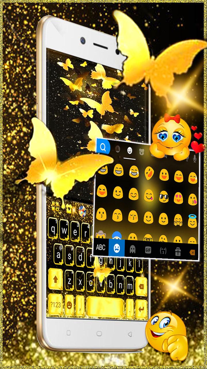 اسکرین شات 2 برنامه Golden Butterfly Keyboard Them