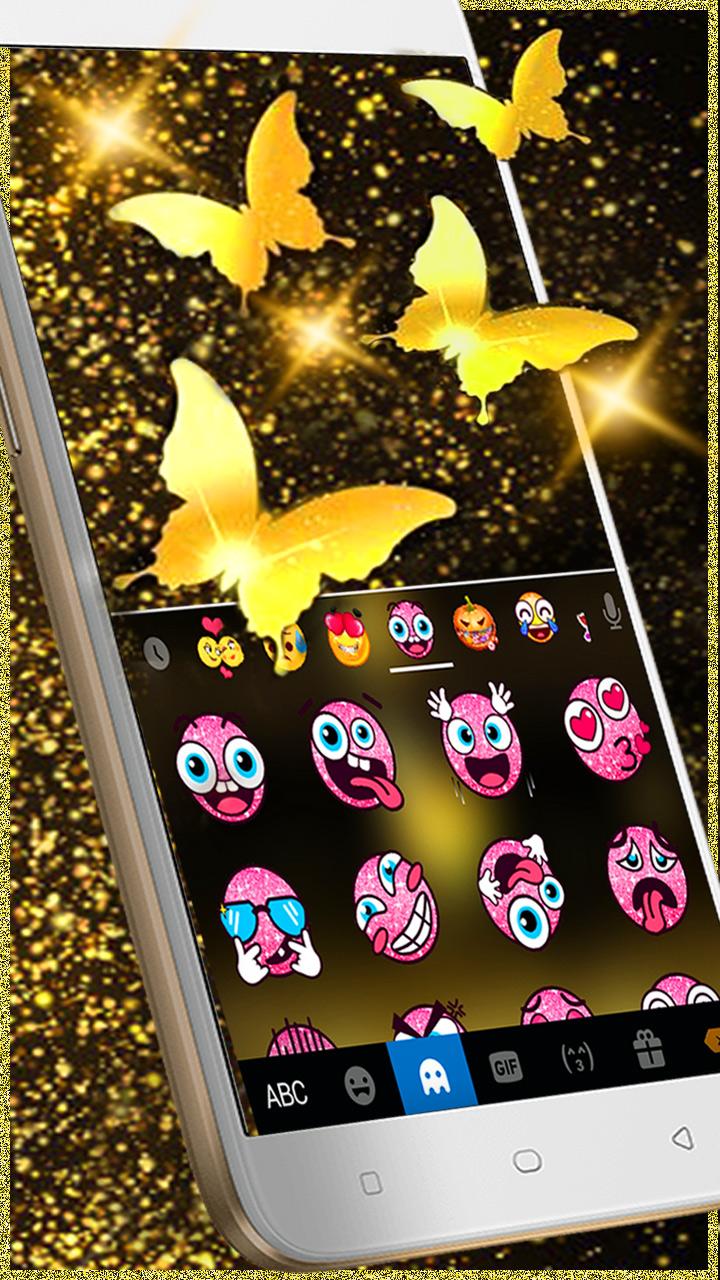 اسکرین شات 4 برنامه Golden Butterfly Keyboard Them