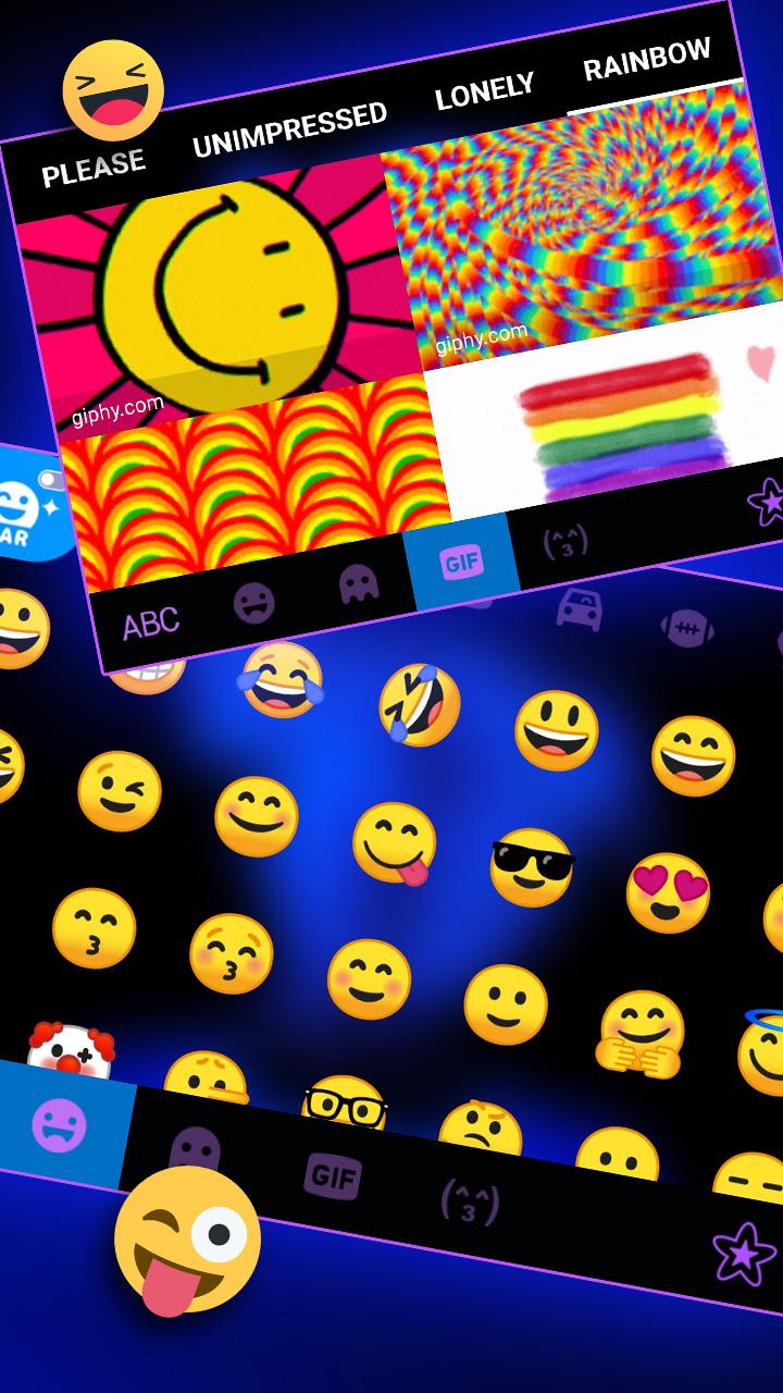 اسکرین شات 4 برنامه Neon Blue Girl Keyboard Theme