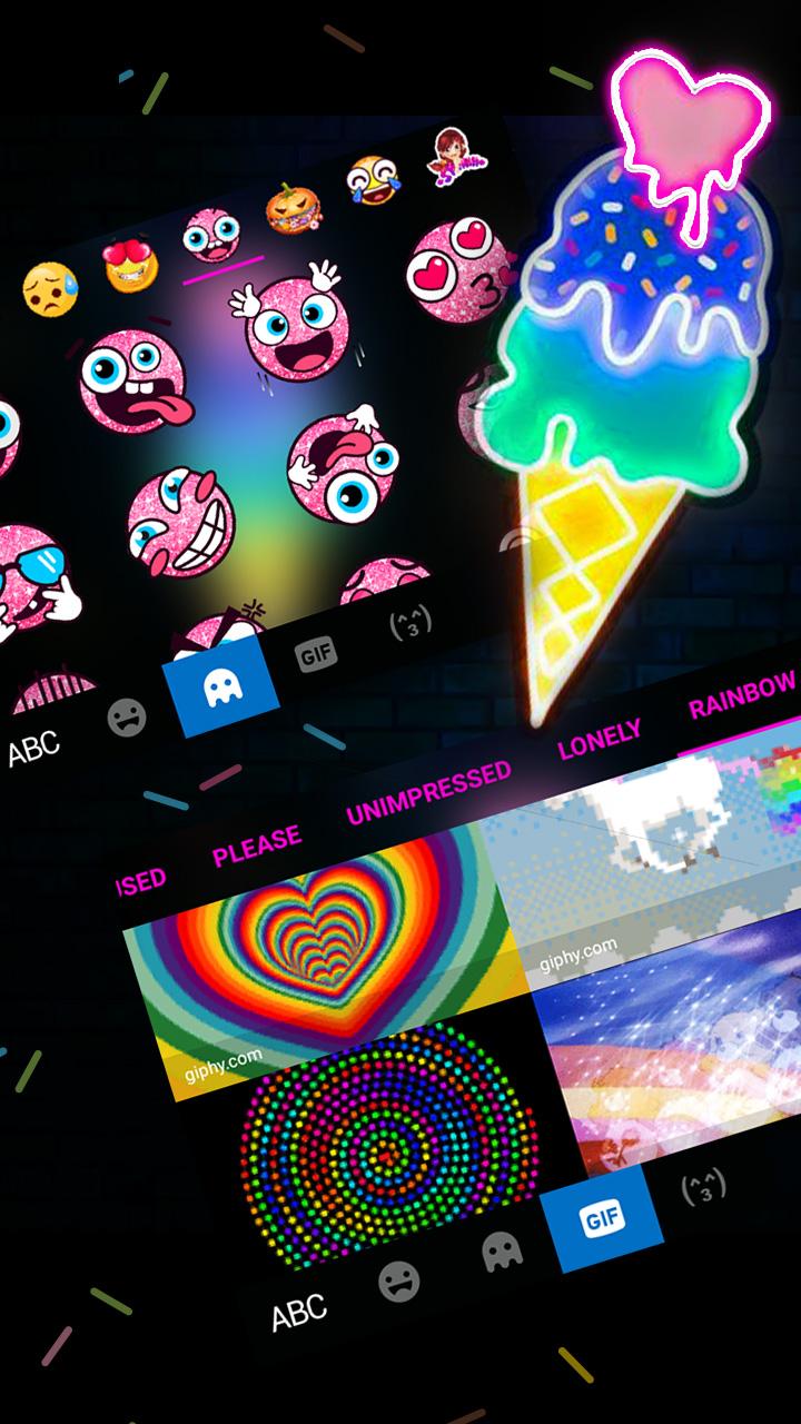 اسکرین شات 4 برنامه Neon Ice Cream Keyboard Theme