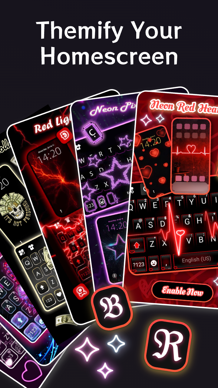 اسکرین شات 2 برنامه Neon Red Heartbeat Themes