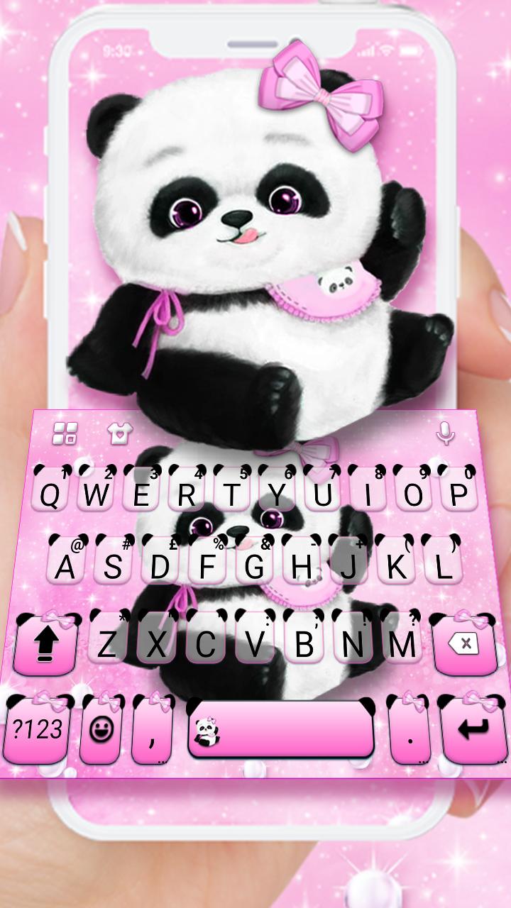 اسکرین شات 1 برنامه Pink Girly Panda Keyboard Them