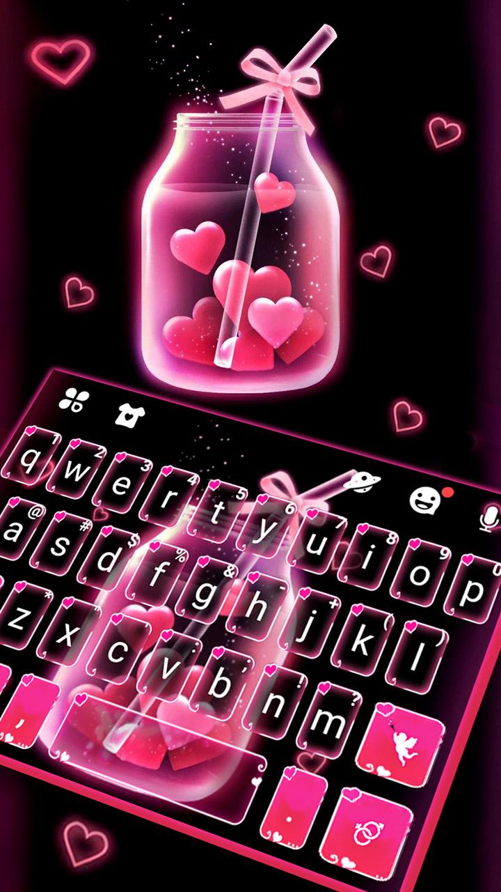 اسکرین شات 1 برنامه Pink Love Neon Keyboard Theme