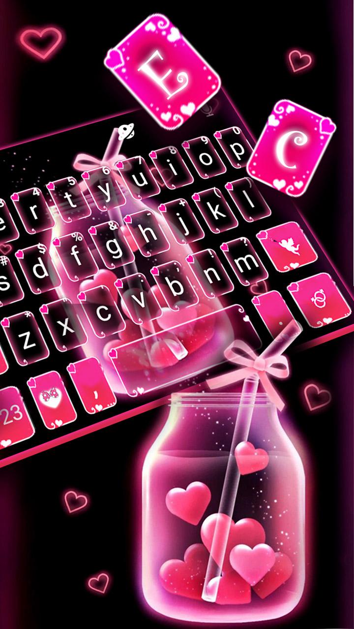 اسکرین شات 2 برنامه Pink Love Neon Keyboard Theme