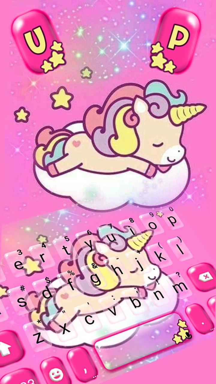 اسکرین شات 2 برنامه Pink Sleeping Unicorn Keyboard