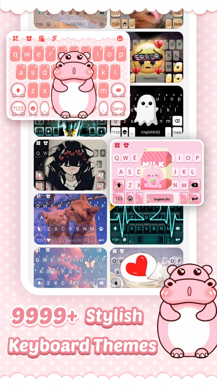اسکرین شات 1 برنامه Pink Cute Hippo Theme