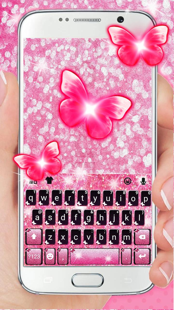 اسکرین شات 1 برنامه Pinky Butterfly Keyboard Theme