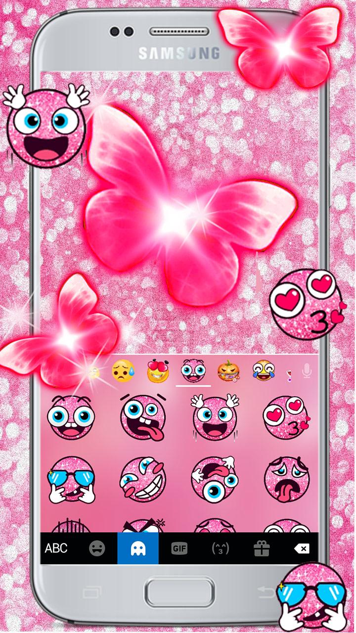 اسکرین شات 4 برنامه Pinky Butterfly Keyboard Theme