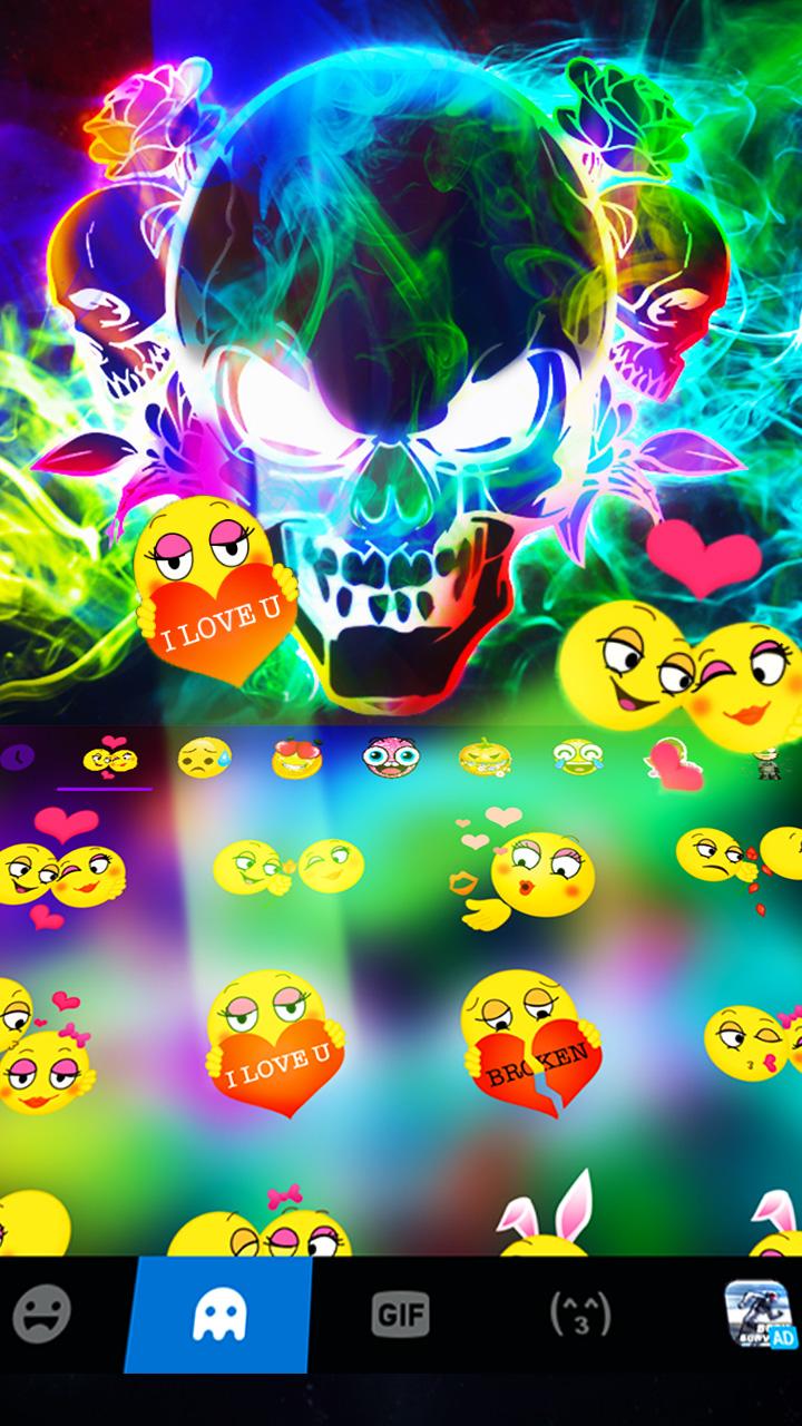اسکرین شات 3 برنامه Smoke effect 3D Colorful Skull Keyboard