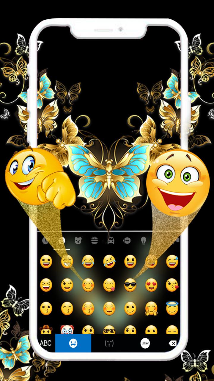 اسکرین شات 4 برنامه Vintage Golden Butterfly Keyboard Theme
