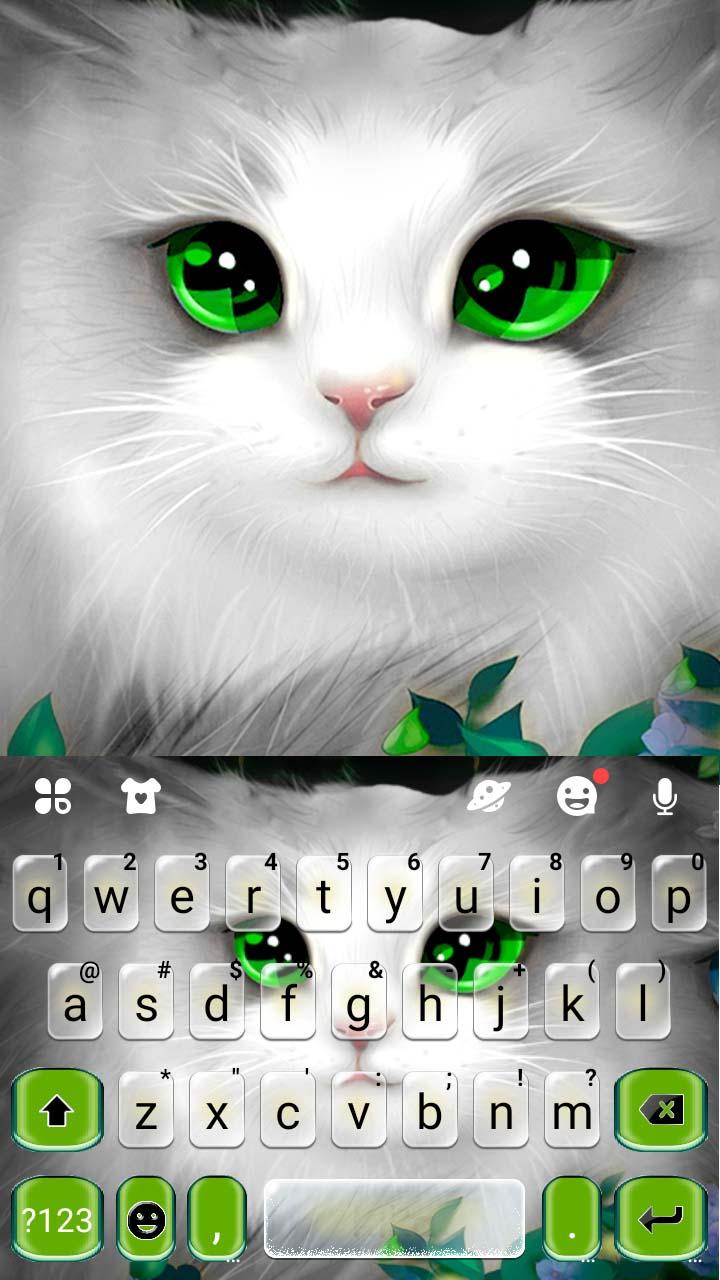 اسکرین شات 5 برنامه White Cute Cat Keyboard Theme
