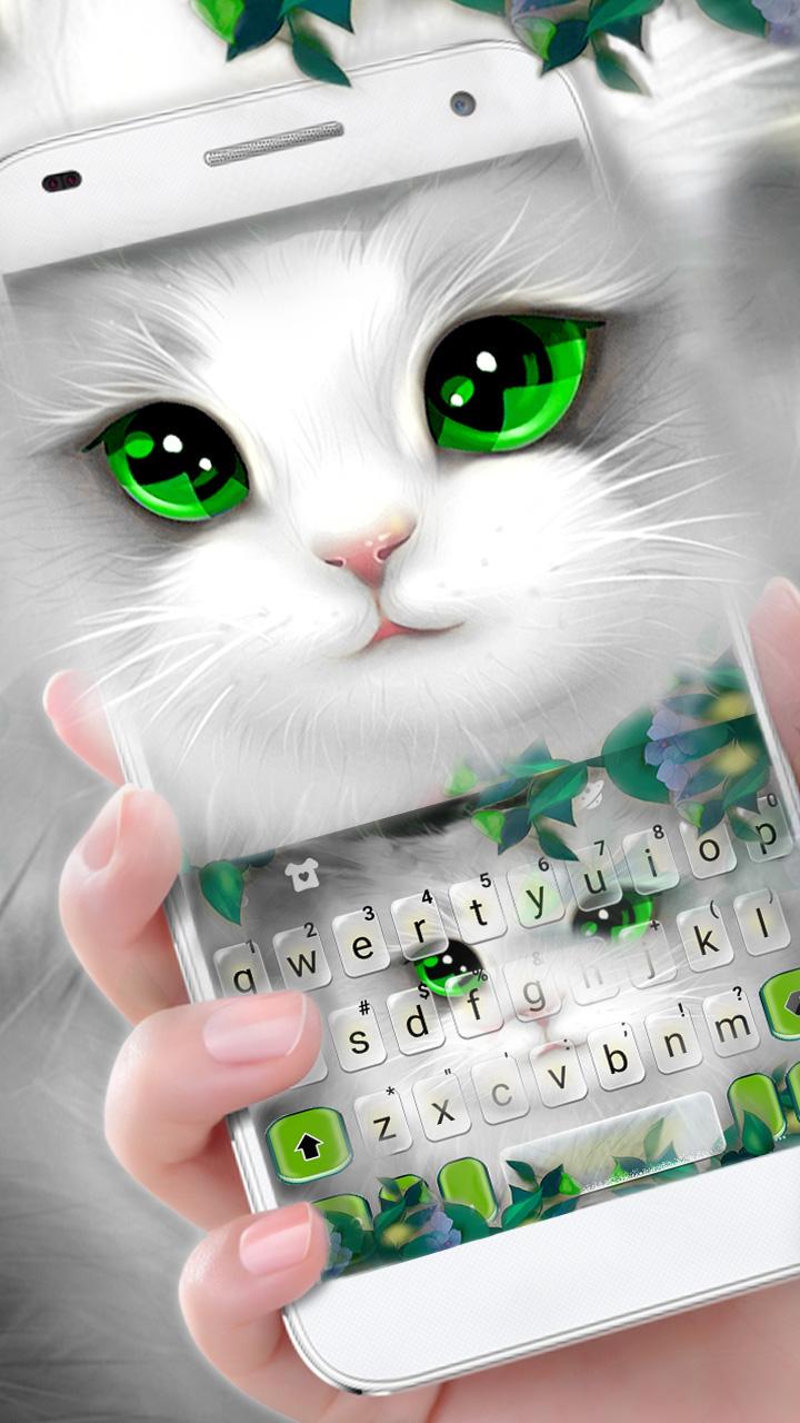 اسکرین شات 1 برنامه White Cute Cat Keyboard Theme