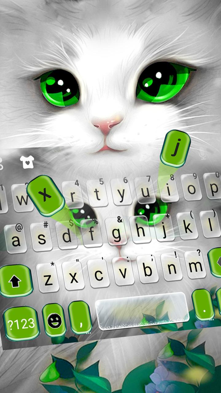 اسکرین شات 2 برنامه White Cute Cat Keyboard Theme