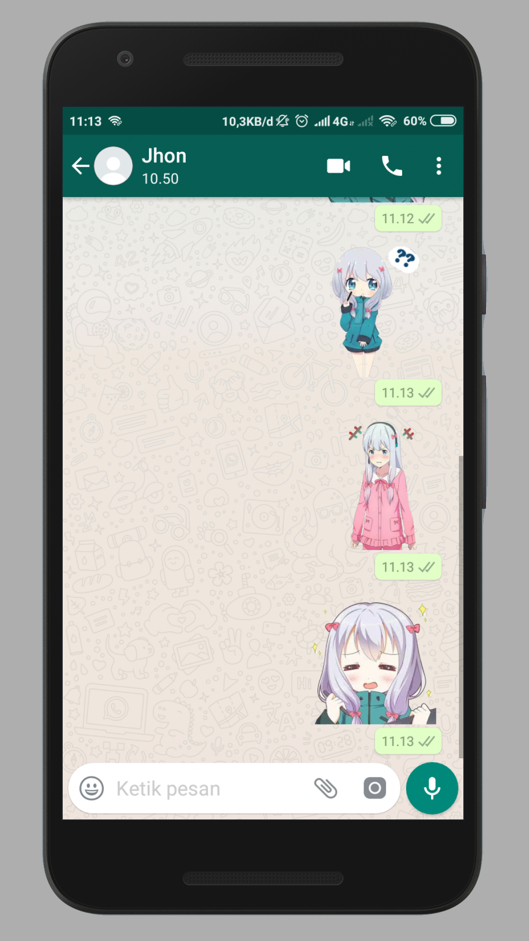 اسکرین شات 3 برنامه Cute Anime  wastickers