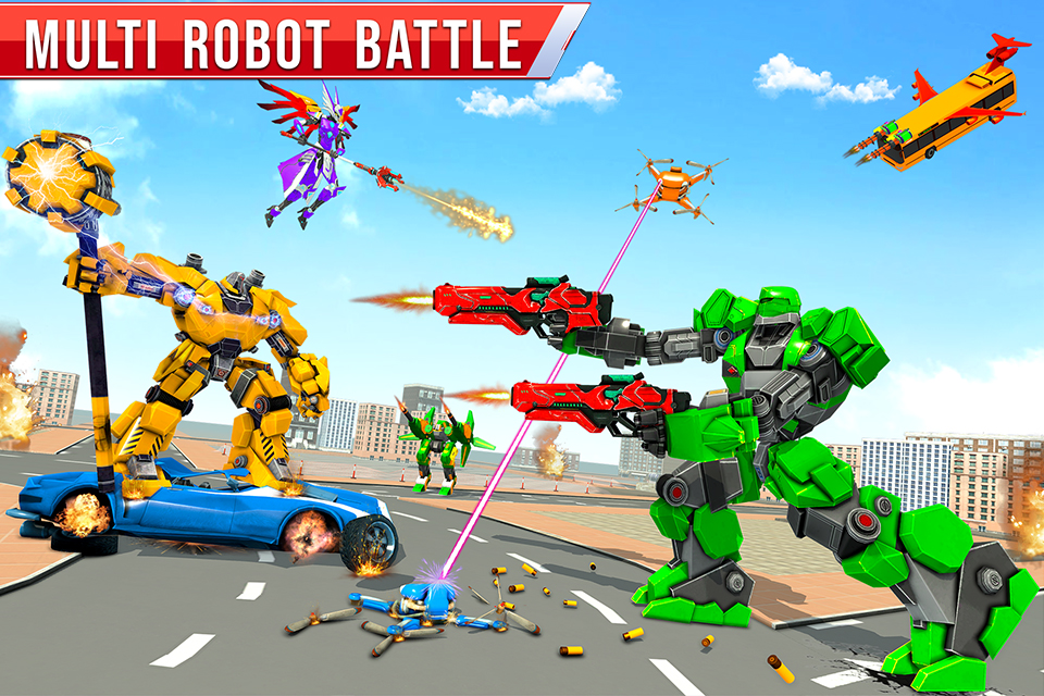 اسکرین شات 3 برنامه Flying Bus Robot Car Transform