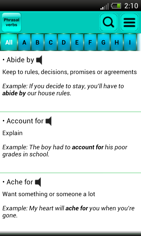 اسکرین شات 1 برنامه Phrasal verbs