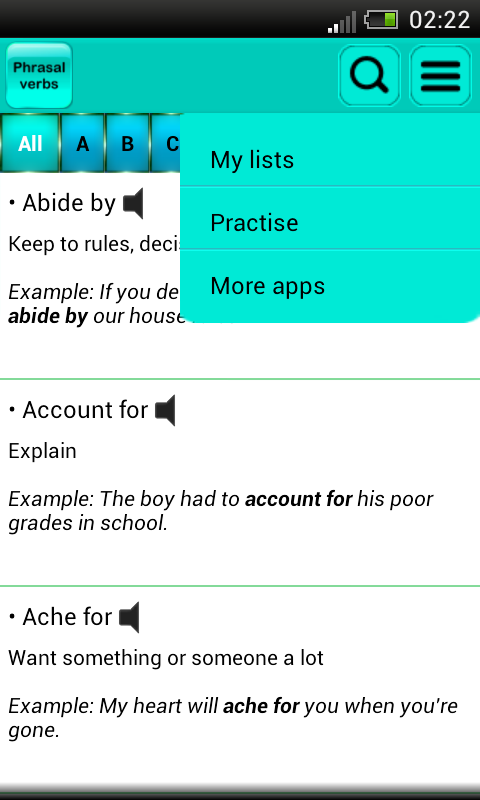 اسکرین شات 3 برنامه Phrasal verbs