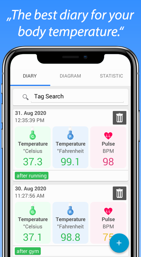 اسکرین شات 1 برنامه Body Temperature Fever Diary