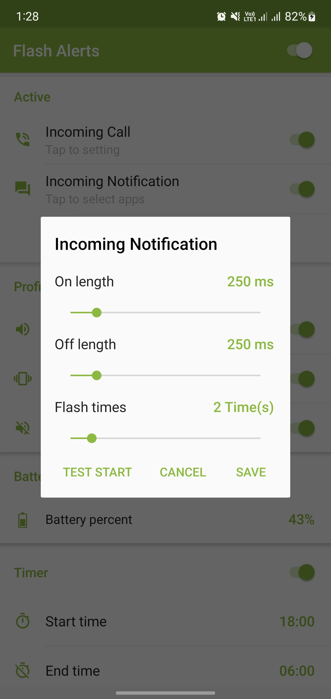 اسکرین شات 4 برنامه Flash Alerts on Call and SMS