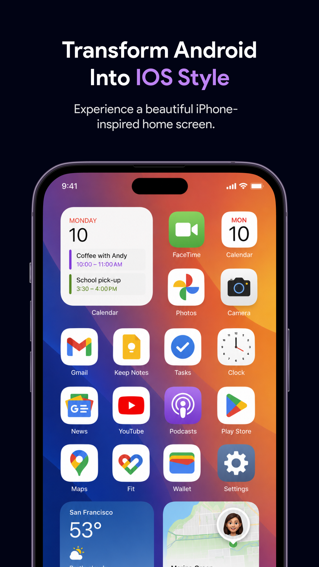 اسکرین شات 1 برنامه Launcher OS 26: Glass Theme