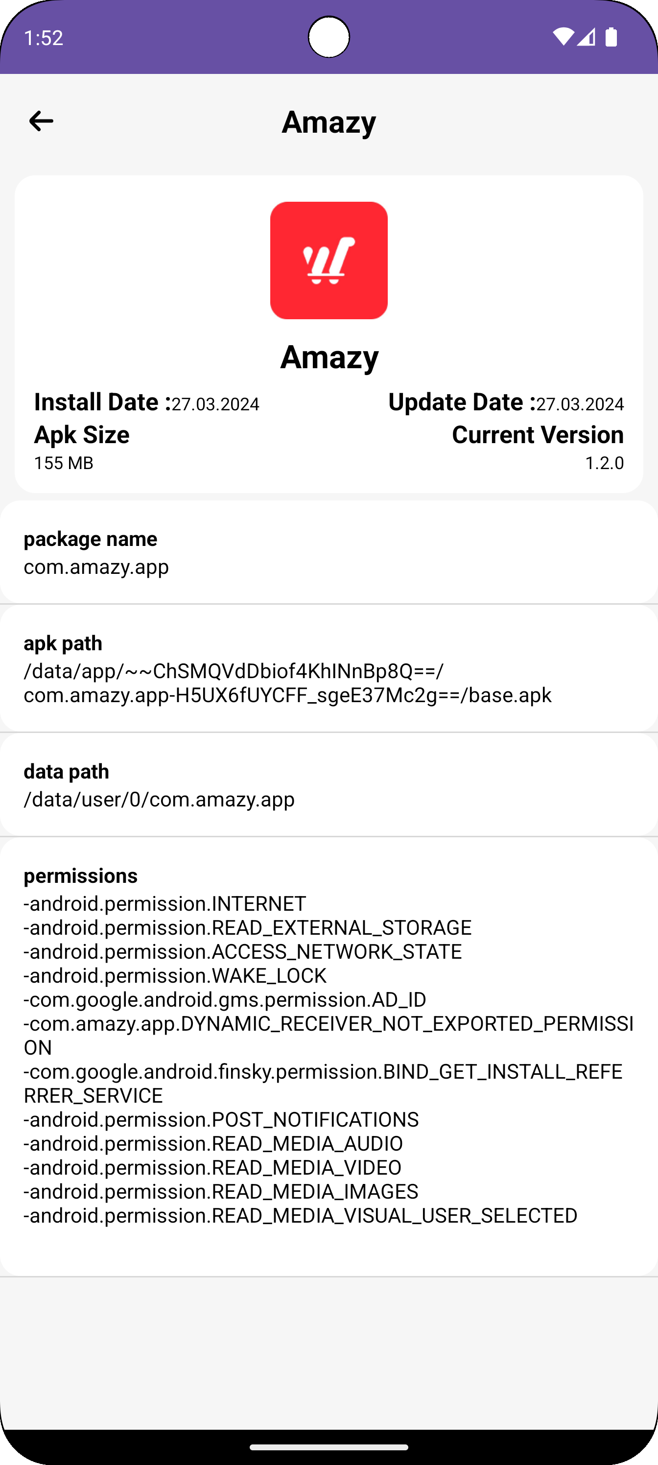 اسکرین شات 2 برنامه Phone Apps Info