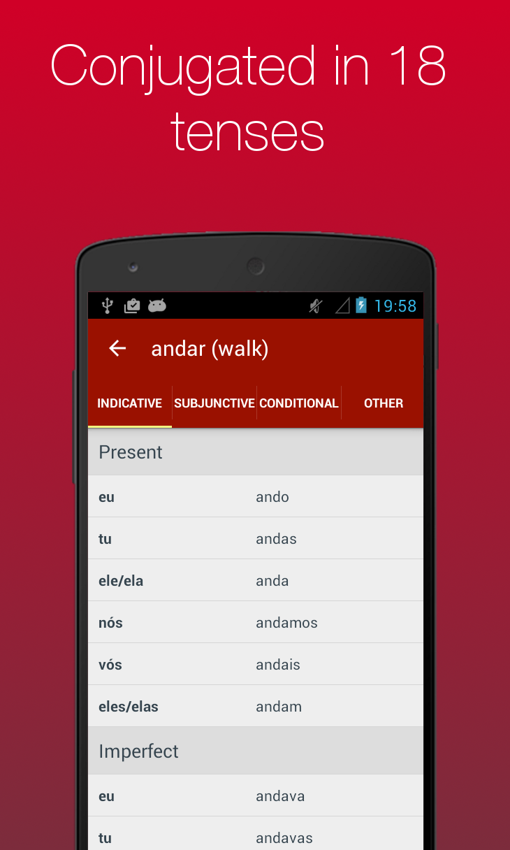 اسکرین شات 3 برنامه Portuguese Verb Conjugator