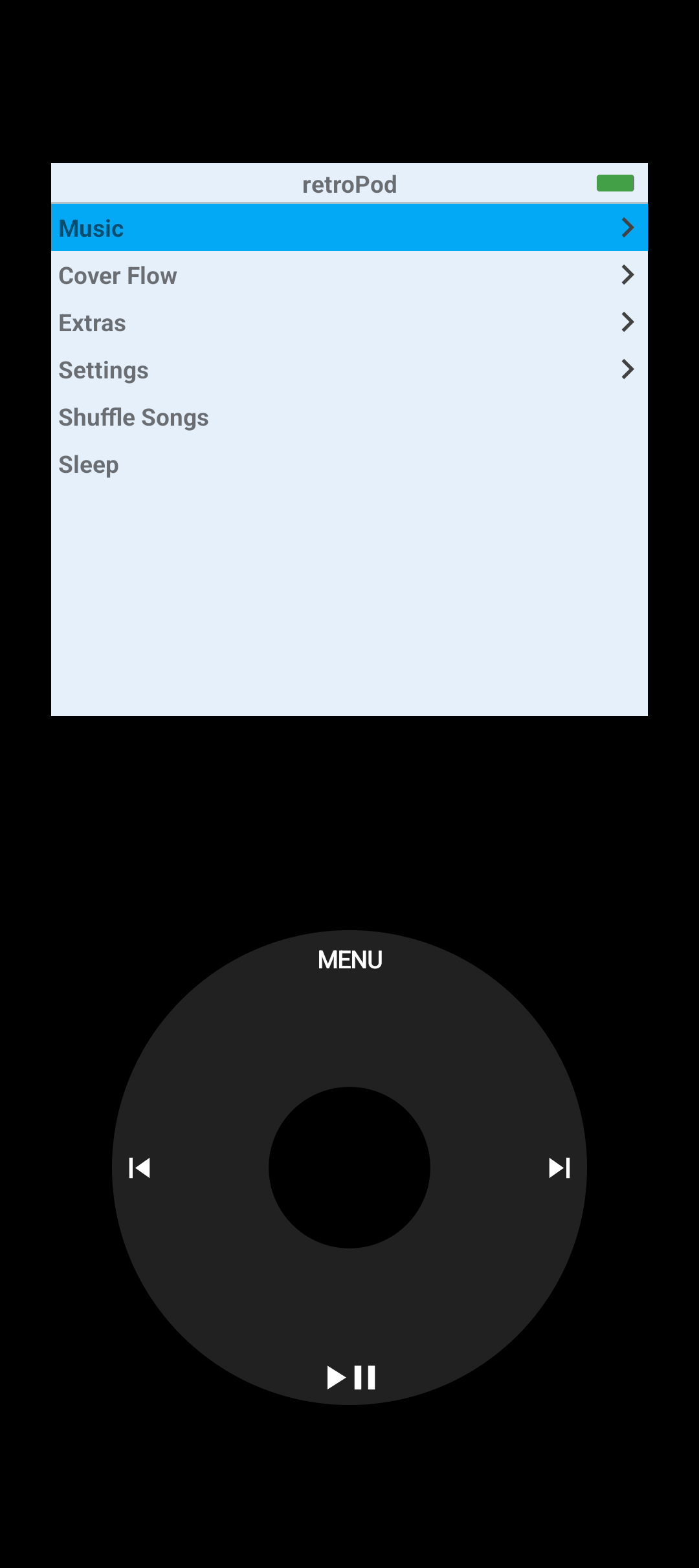 اسکرین شات 1 برنامه retroPod: ClickWheel Music App