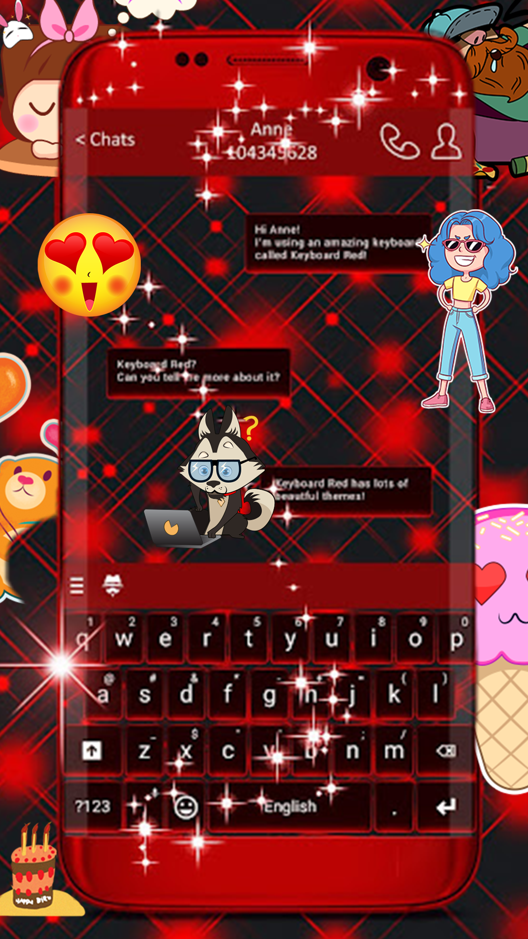 اسکرین شات 4 برنامه Keyboard Red