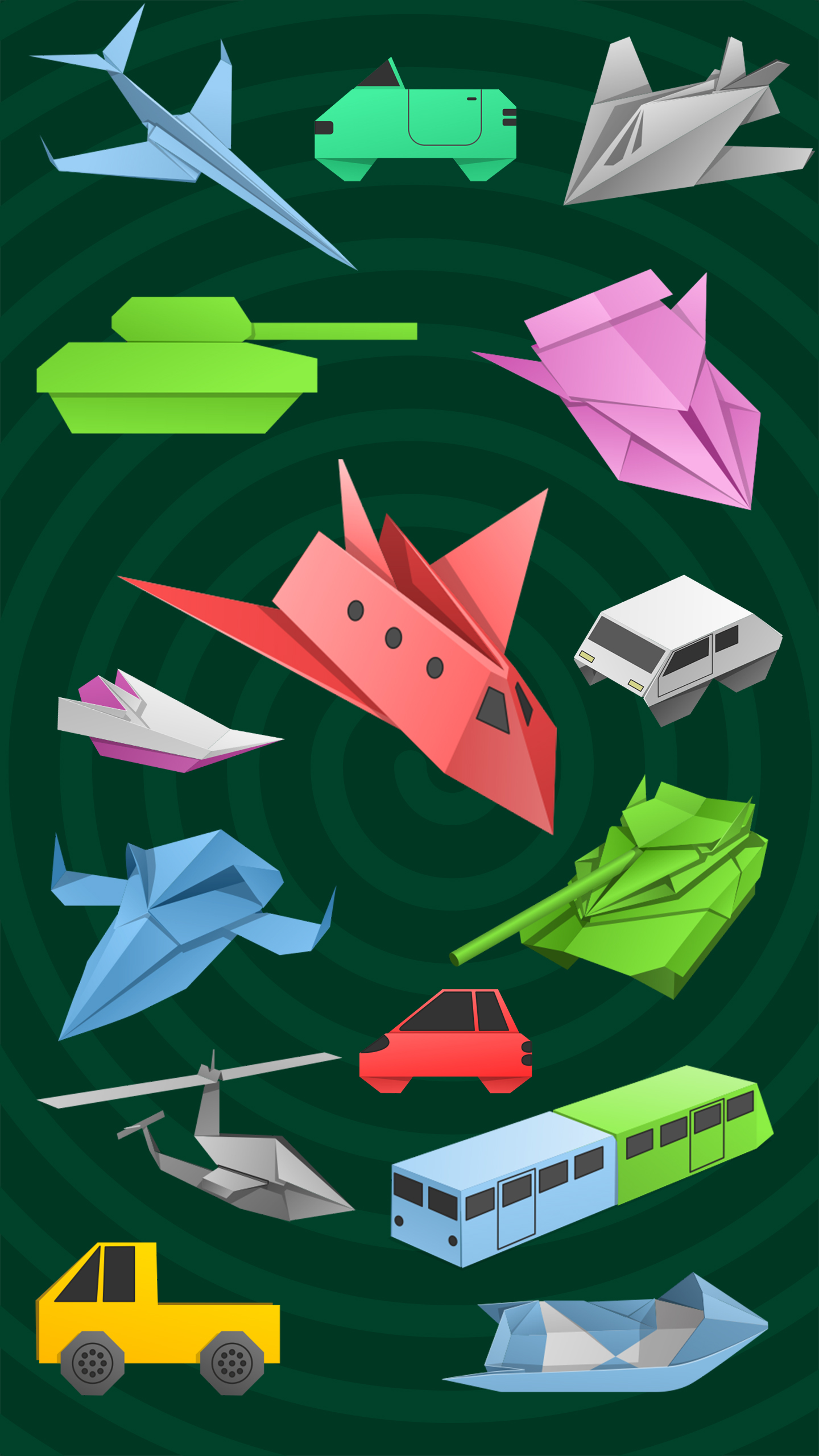 اسکرین شات 1 برنامه Origami Vehicles: Cars & Tanks
