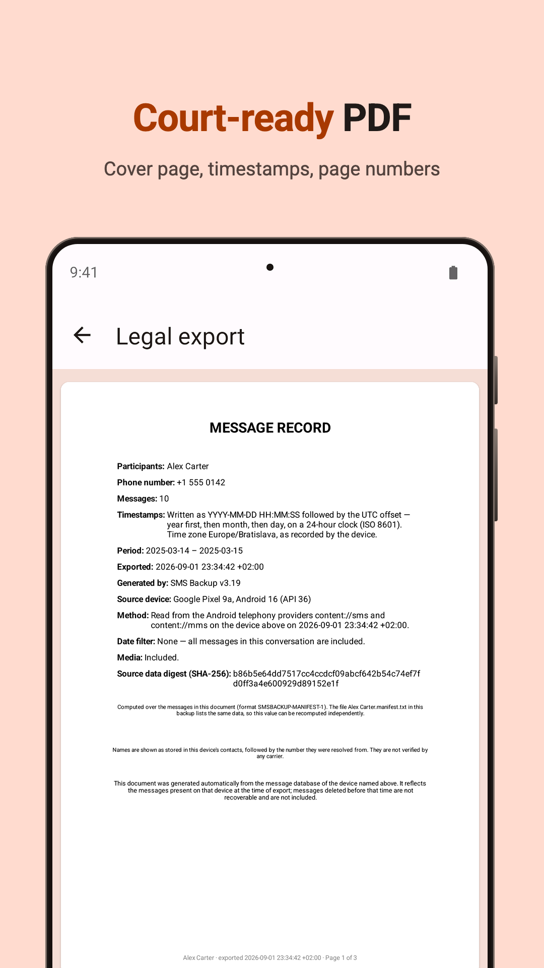 اسکرین شات 3 برنامه SMS Backup: Export PDF & Print