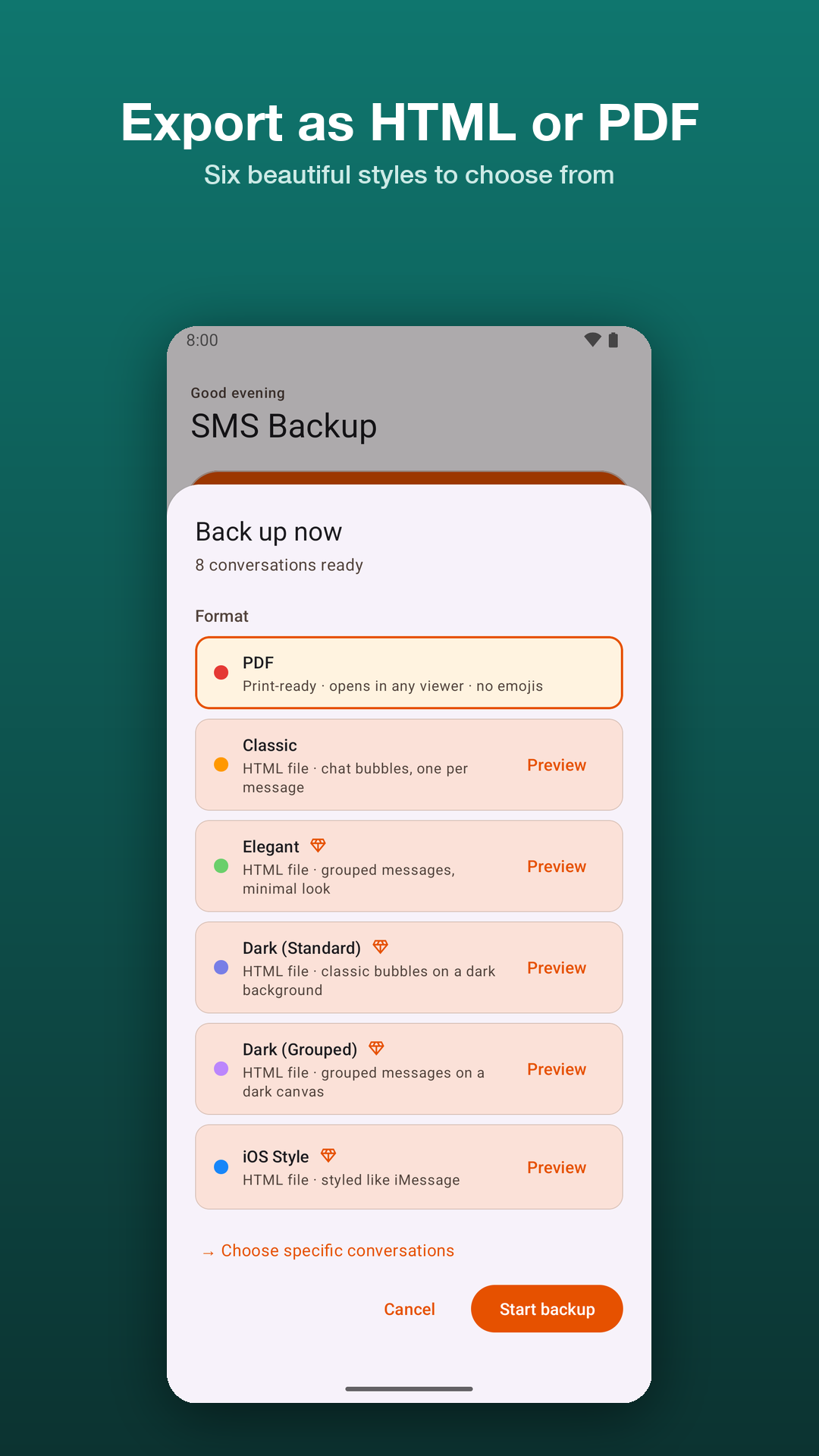 اسکرین شات 3 برنامه SMS Backup: PDF & Restore