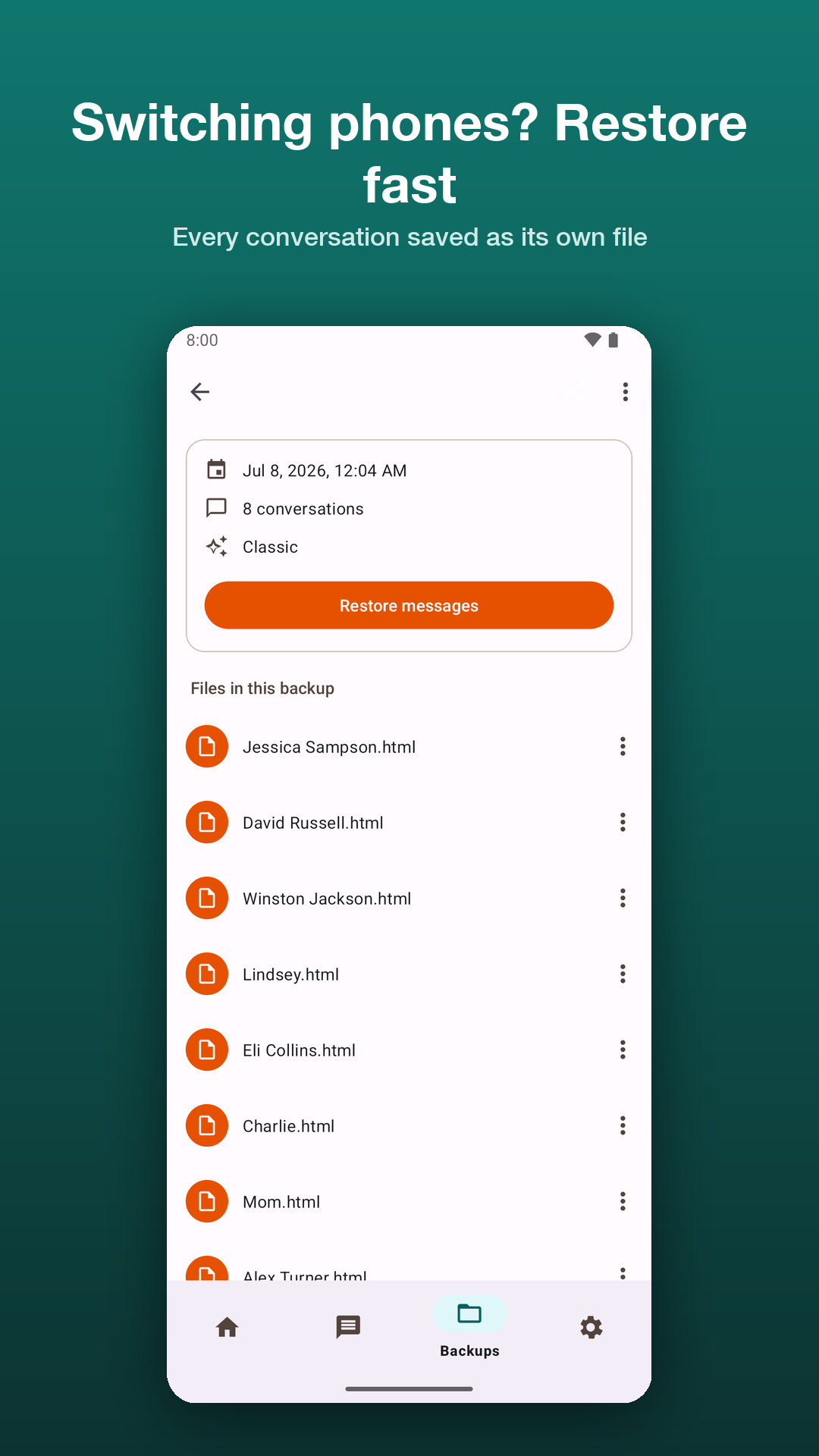 اسکرین شات 7 برنامه SMS Backup: PDF & Restore