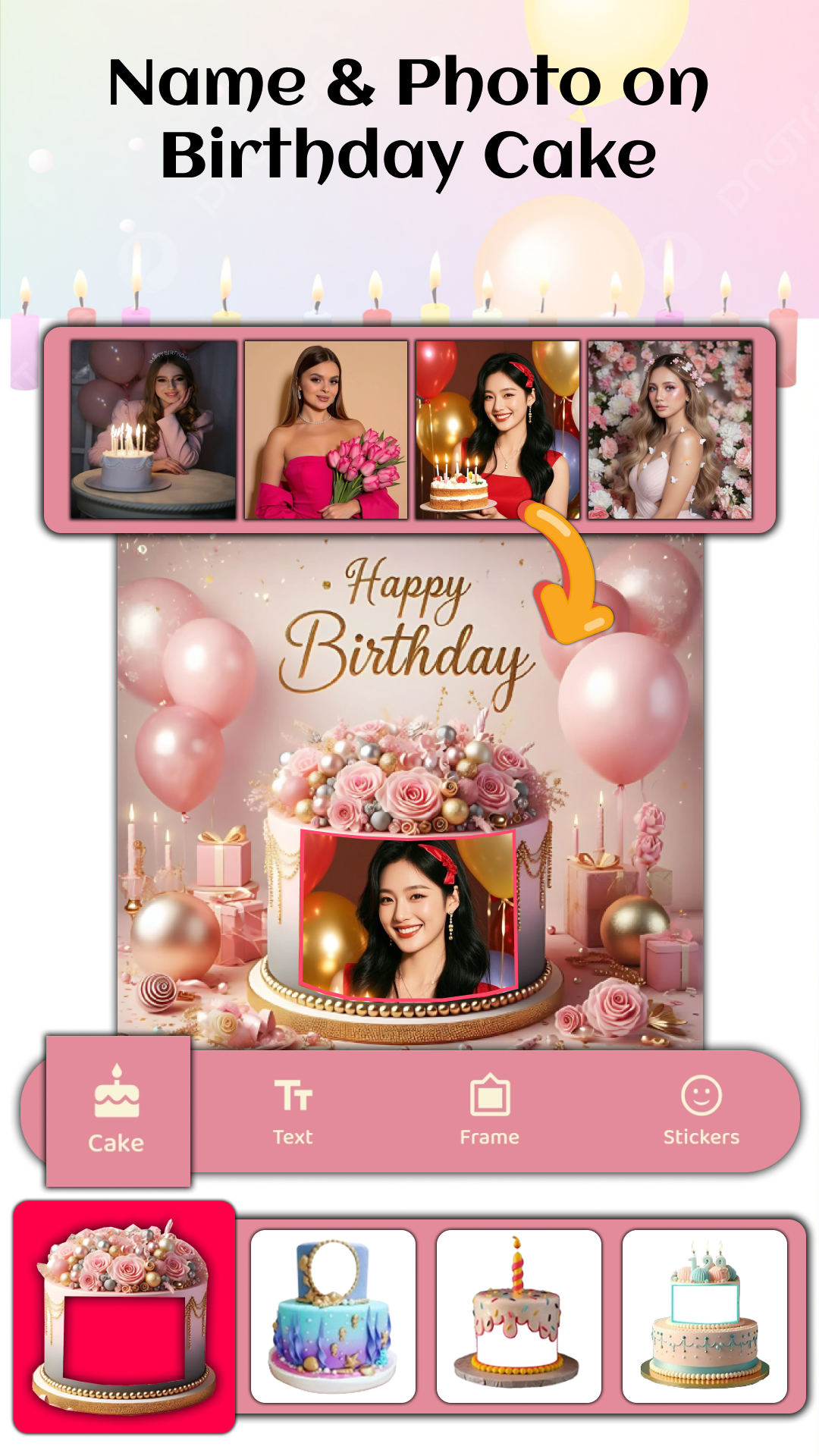 اسکرین شات 2 برنامه Photo & Name On Birthday Cake