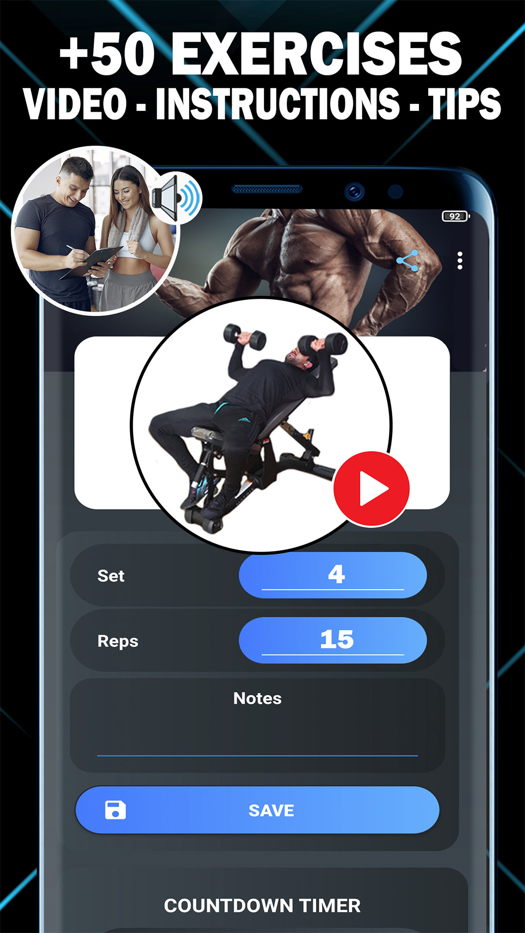 اسکرین شات 3 برنامه Gym Fitness Workout Planner