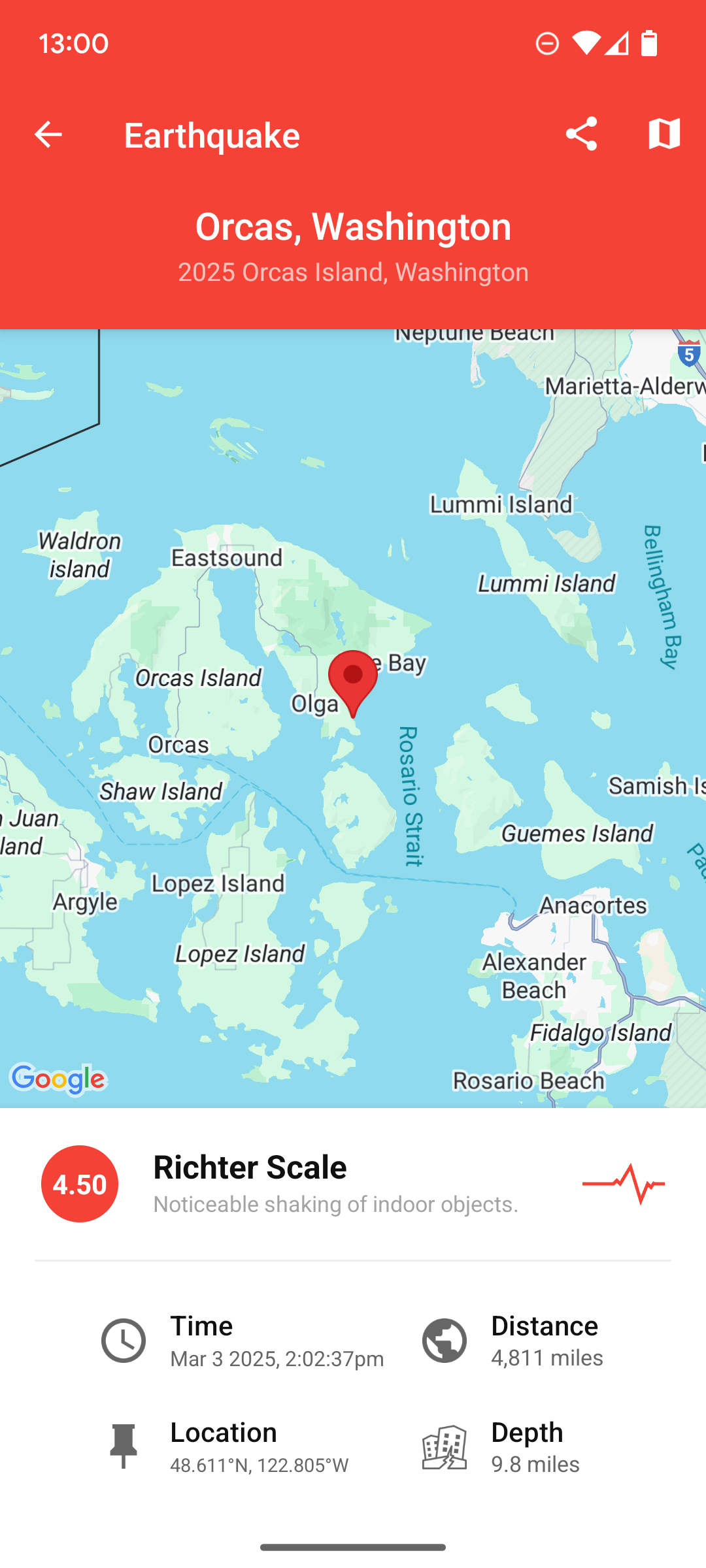 اسکرین شات 1 برنامه My Earthquake Alerts - Map