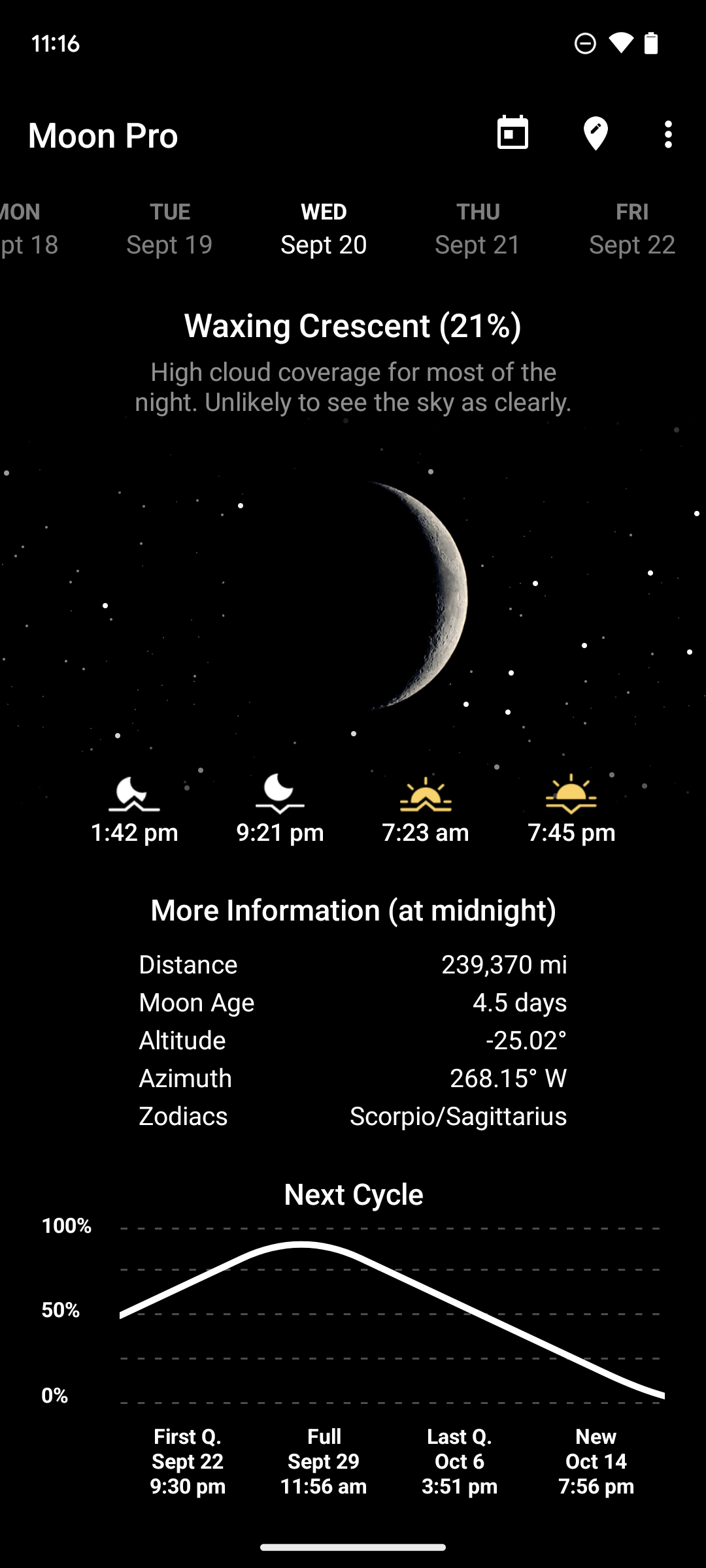اسکرین شات 1 برنامه My Moon Phase - Lunar Calendar
