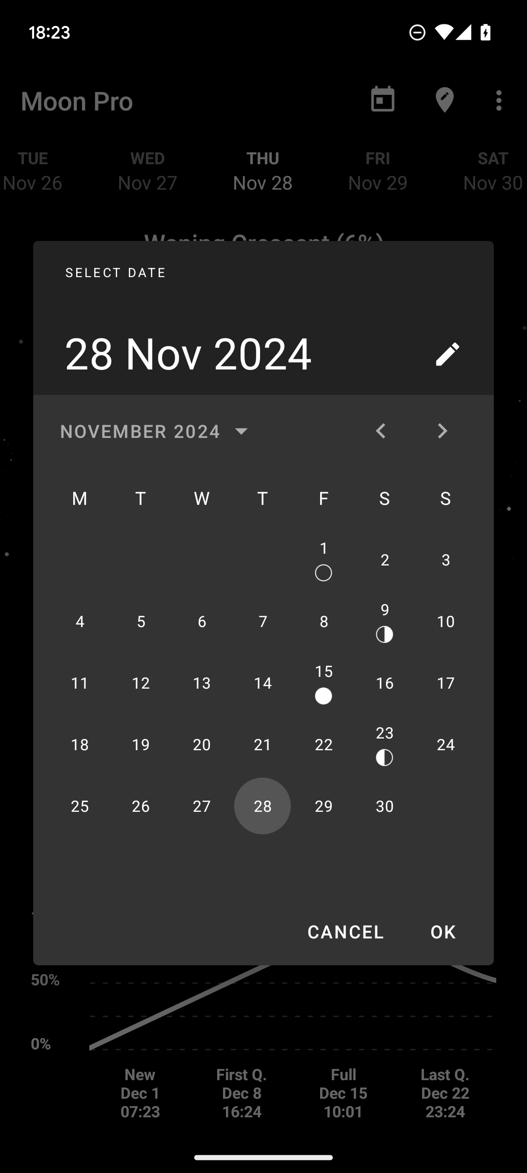 اسکرین شات 3 برنامه My Moon Phase - Lunar Calendar