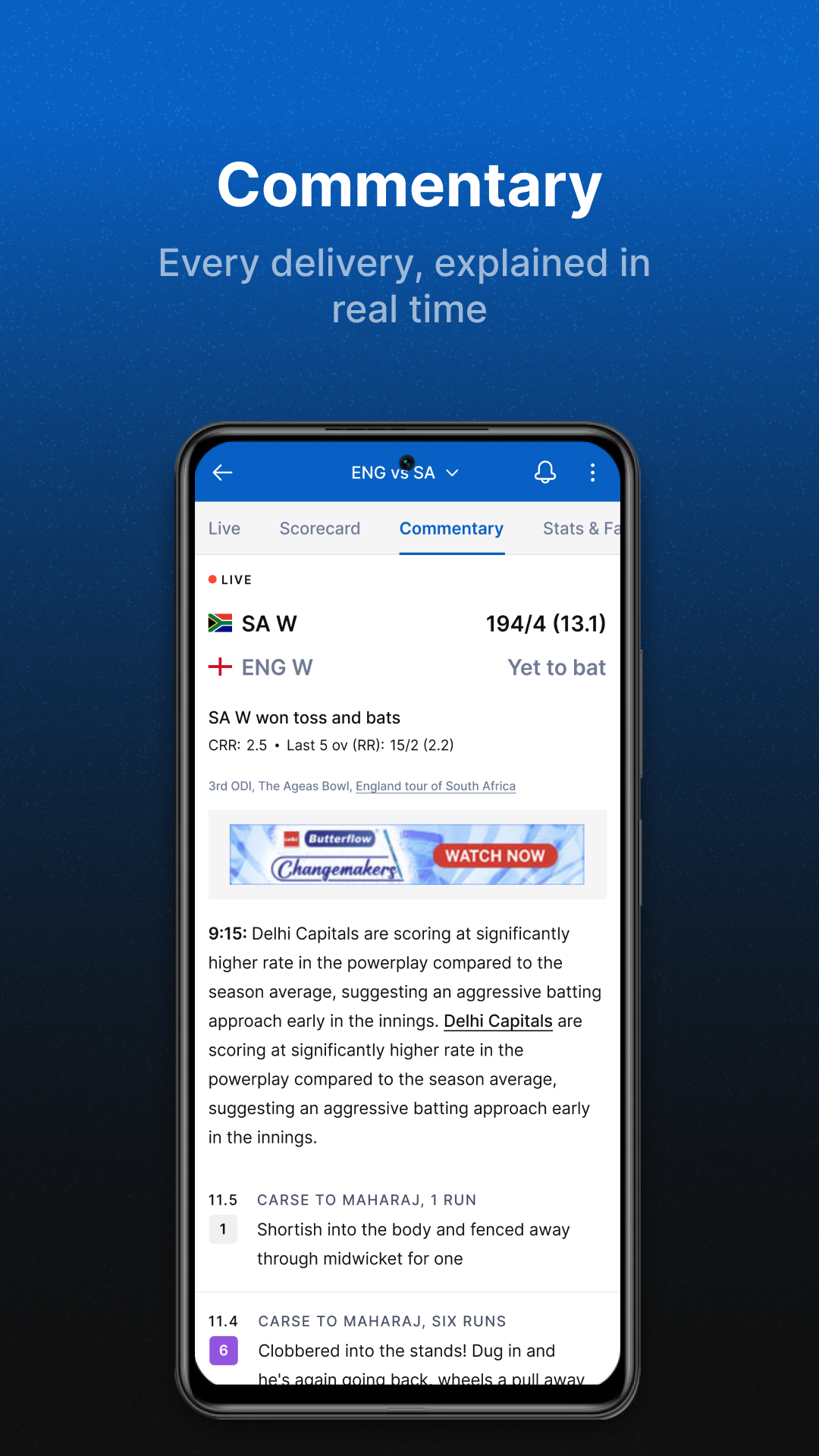 اسکرین شات 5 برنامه ESPNcricinfo - Live Cricket