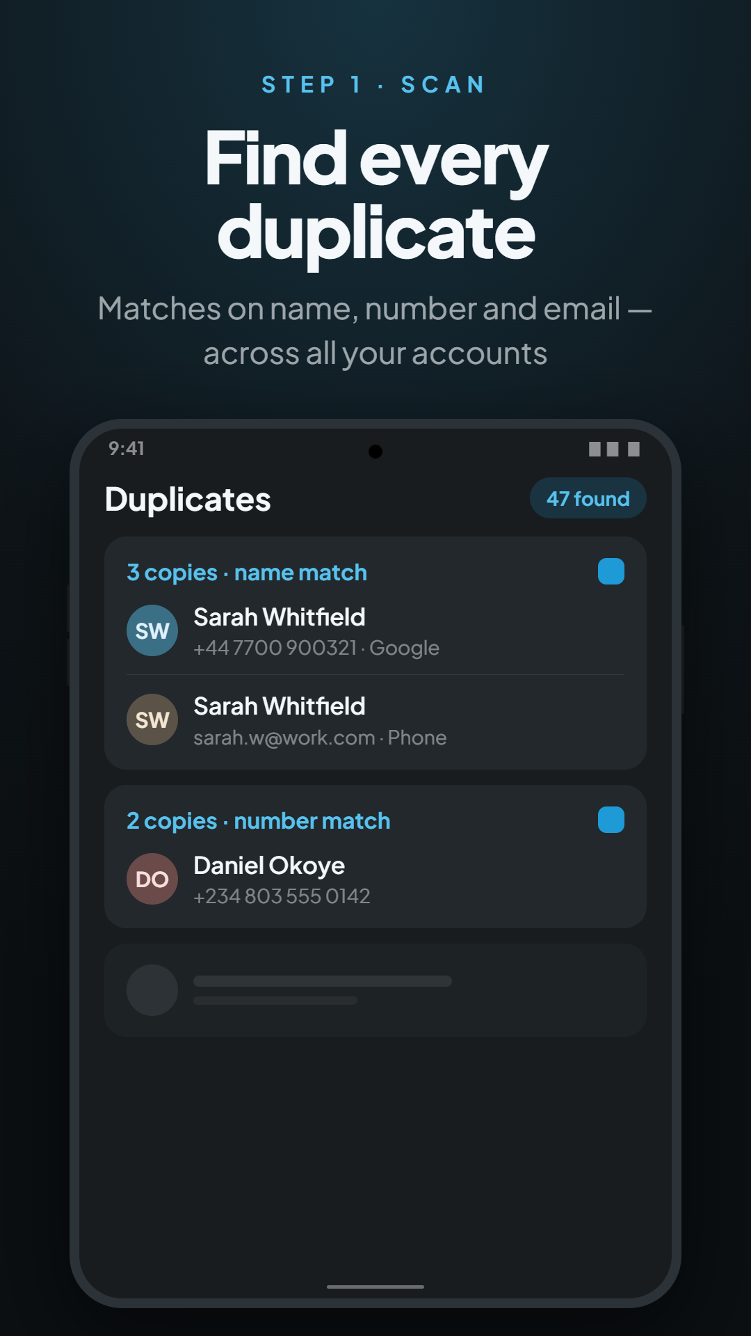 اسکرین شات 3 برنامه Duplicate Contacts Remover