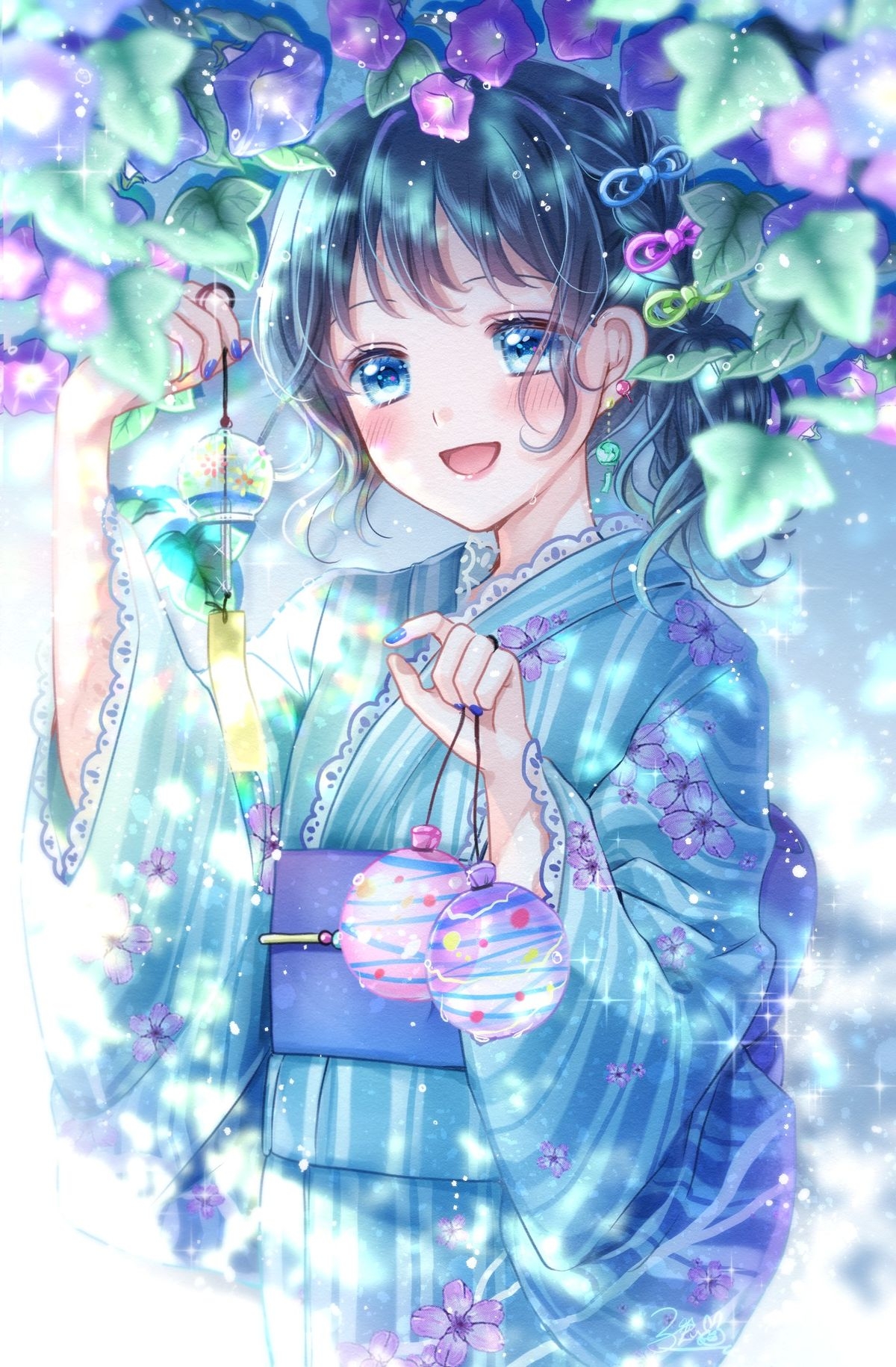 اسکرین شات 3 برنامه Kimono Anime Girl Wallpaper