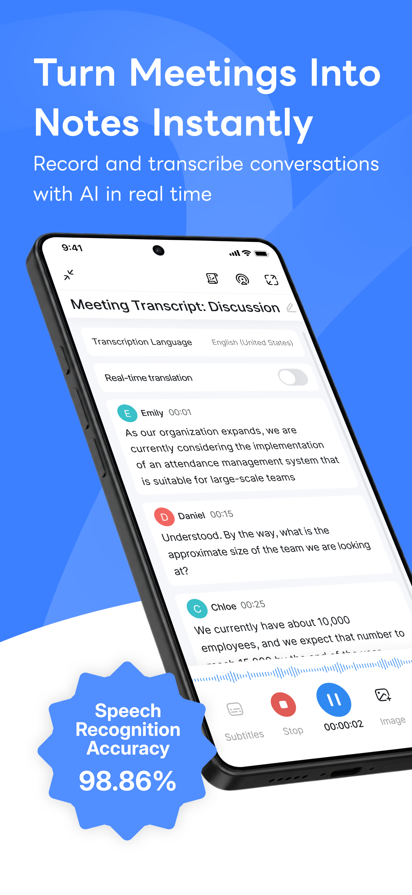 اسکرین شات 1 برنامه Notta-Transcribe Audio to Text