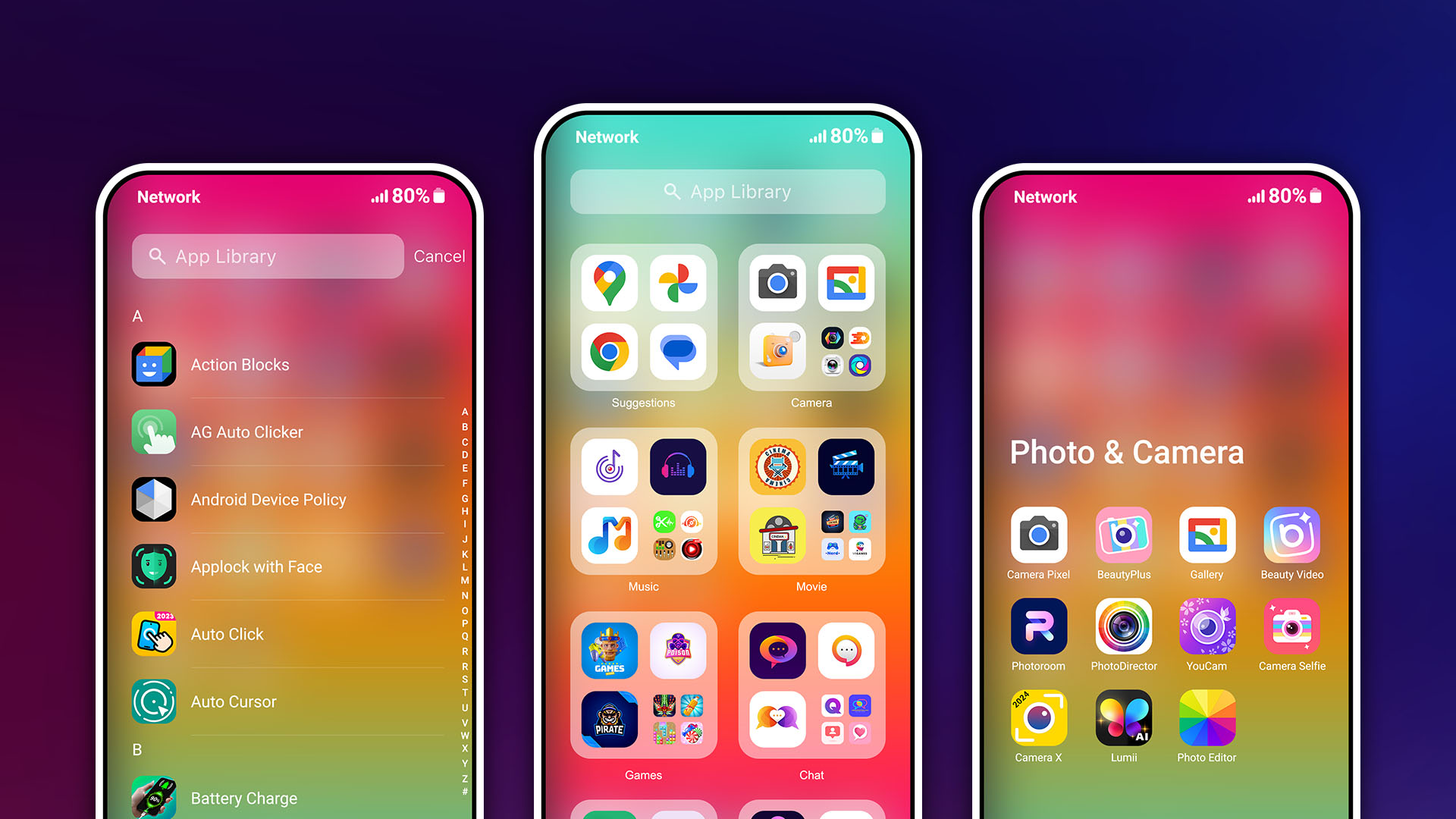 اسکرین شات 3 برنامه HiPhone Launcher OS Phone:Fast