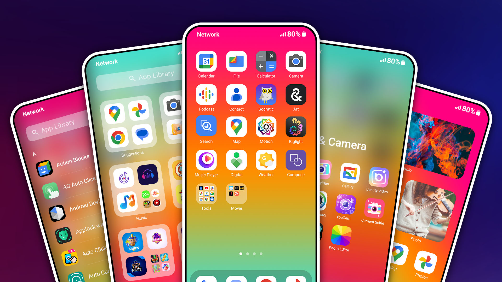 اسکرین شات 2 برنامه HiPhone Launcher OS Phone:Fast