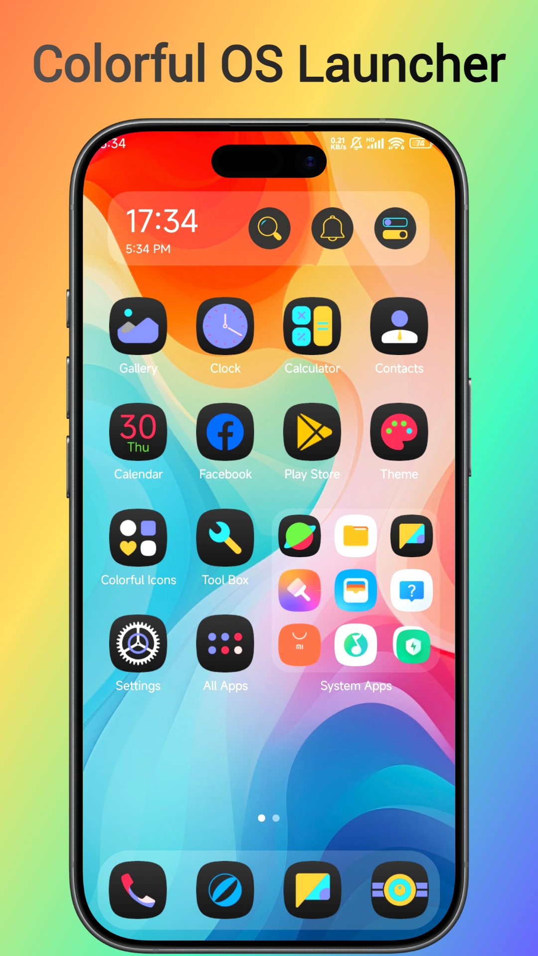 اسکرین شات 1 برنامه Colorful OS Launcher: Themes