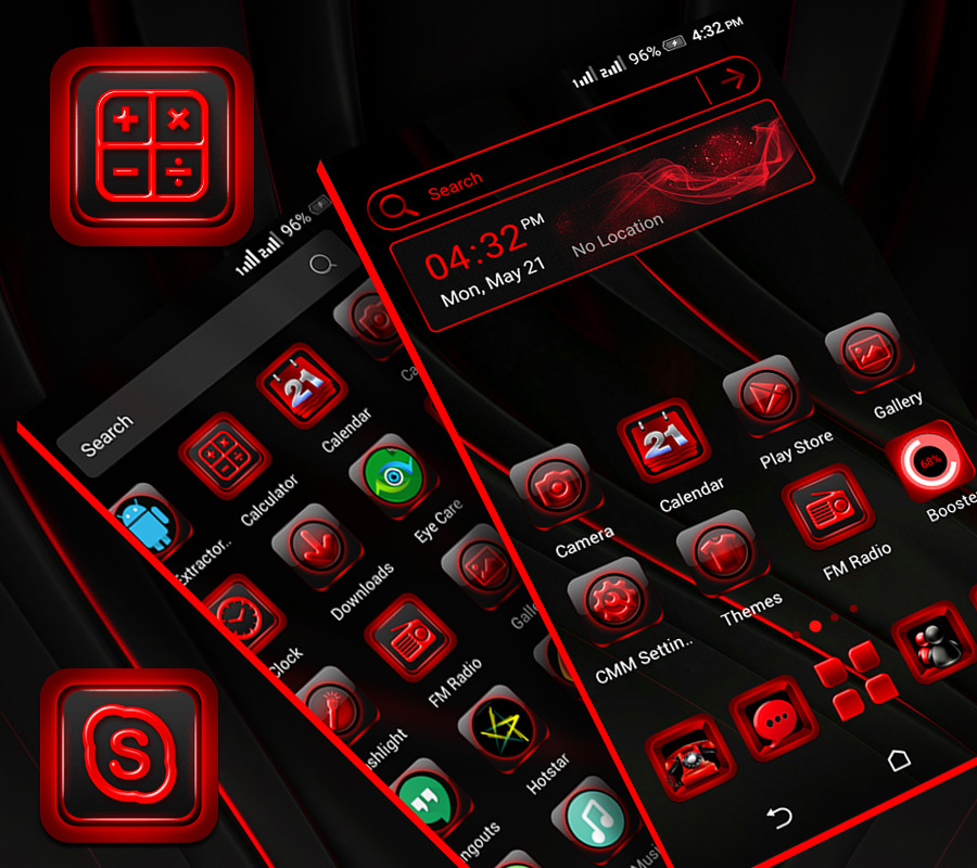 اسکرین شات 3 برنامه Red Black Launcher Theme