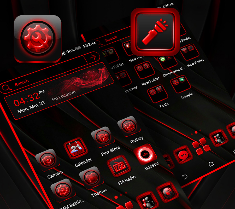 اسکرین شات 4 برنامه Red Black Launcher Theme