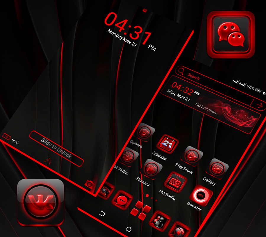 اسکرین شات 6 برنامه Red Black Launcher Theme