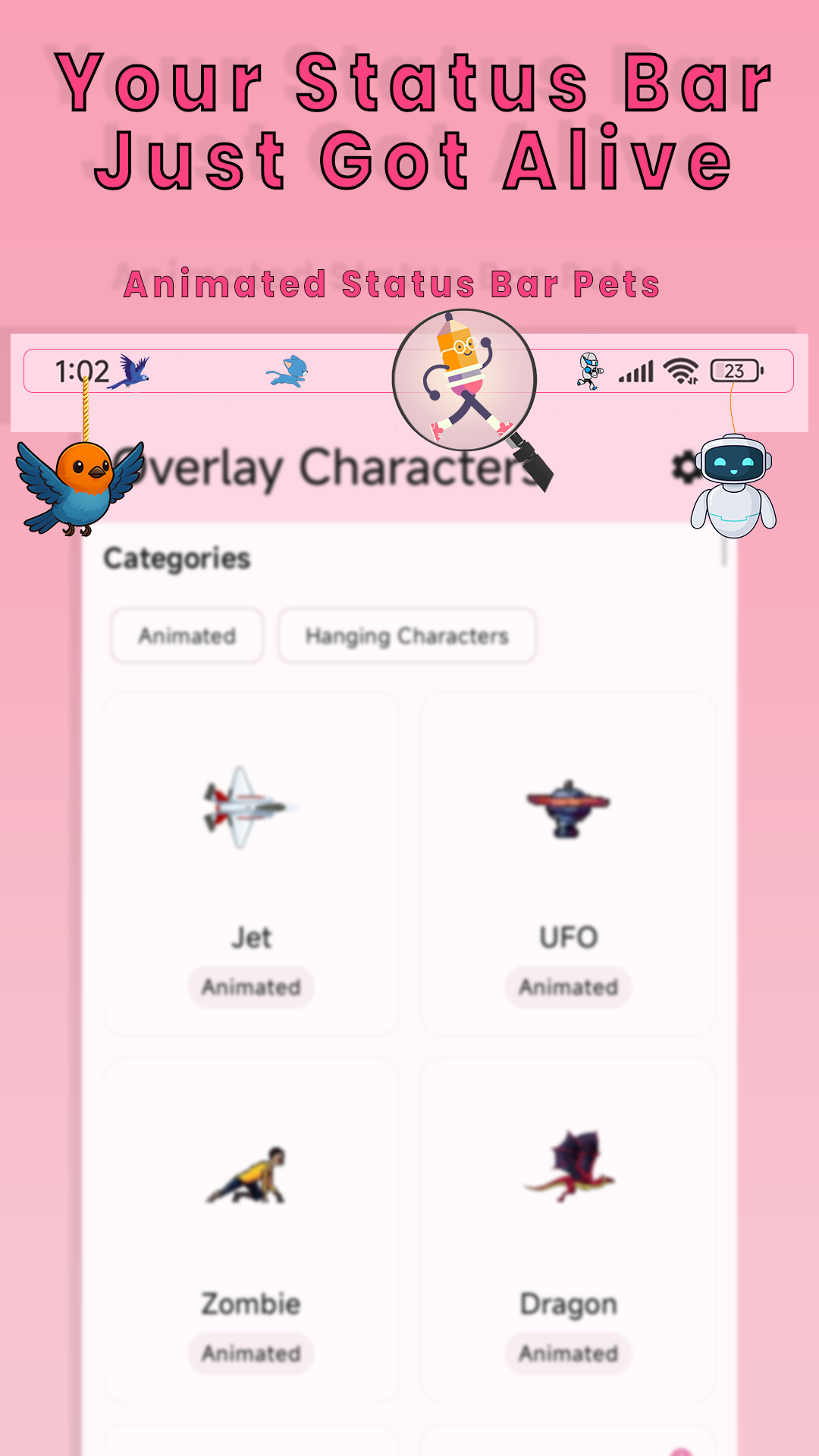 اسکرین شات 3 برنامه Yumo: Status Bar & Notch Pets