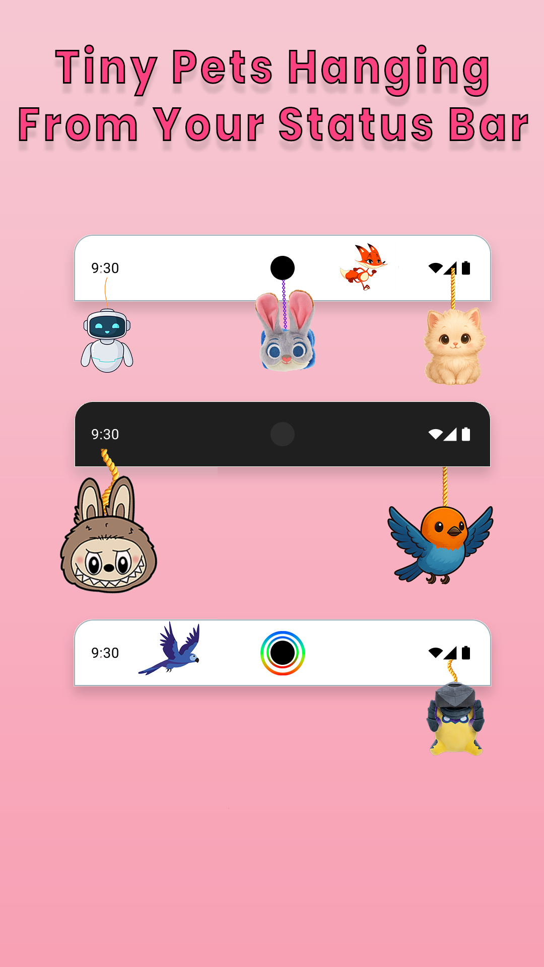 اسکرین شات 2 برنامه Yumo: Status Bar & Notch Pets